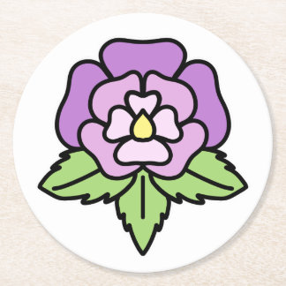 Lila-Blumen-Untersetzer Runder Pappuntersetzer