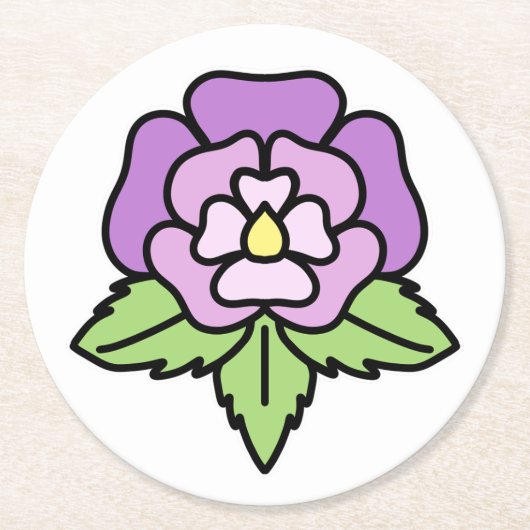 Lila-Blumen-Untersetzer Runder Pappuntersetzer (Vorderseite)
