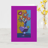 Lila Blumen-Vase Karte (Gelbe Blume)