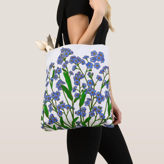 Lila Blumen, vergessen Sie mich nicht Wildblume Tasche (Von Nahem)