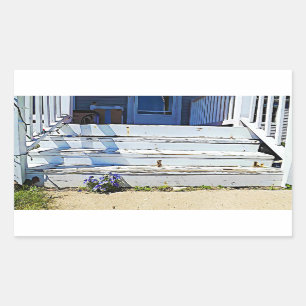 Lila Blumen Vintage Altes Haus Treppe Aufkleber