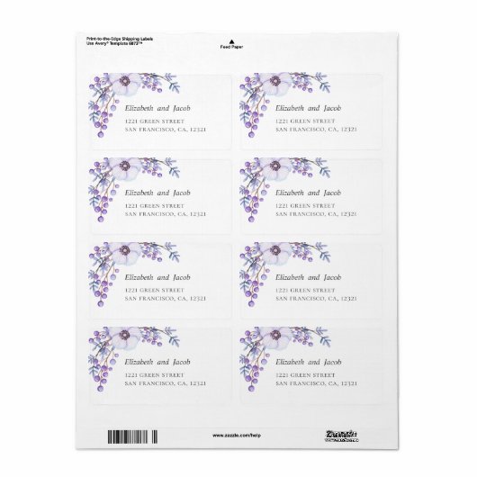 Lila Blumen. Violett-Blumenzettel (Vorne)