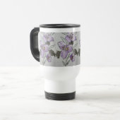 Lila Blumen Wasserfarben Design Reisebecher (Vorderseite Links)