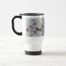 Lila Blumen Wasserfarben Design Reisebecher