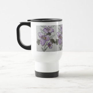 Lila Blumen Wasserfarben Design Reisebecher
