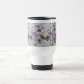 Lila Blumen Wasserfarben Design Reisebecher (Mittel)