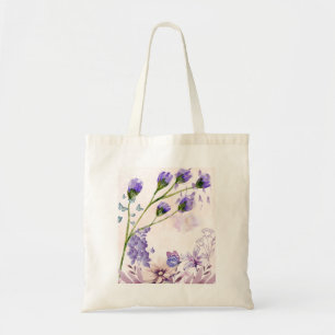 Lila Blumen-Wasserfarben-Leinen-Tasche   Lavendel Tragetasche