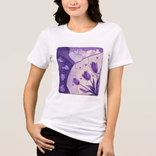 Lila Blumen-Wasserfarben-T-Shirt Elegant Botanis Tri-Blend Shirt