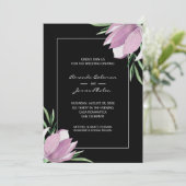 Lila Blumen-Wasserfarbenblütenhochzeit Einladung (Stehend Vorderseite)