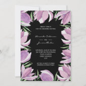 Lila Blumen-Wasserfarbenblütenhochzeit Einladung (Vorderseite)