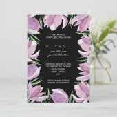 Lila Blumen-Wasserfarbenblütenhochzeit Einladung (Stehend Vorderseite)
