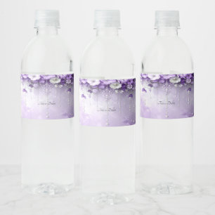 Lila Blumen Wasserflaschenetikett