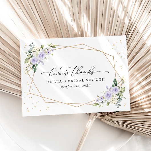 Lila Blumen, weiße Blume, Boho, Brautparty Dankeskarte