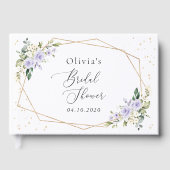 Lila Blumen, weiße Blume, Boho, Brautparty Gästebuch (Vorderseite)
