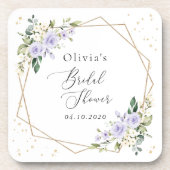 Lila Blumen, weiße Blume, Boho, Brautparty Getränkeuntersetzer (Vorderseite)