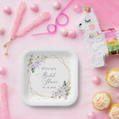 Lila Blumen, weiße Blume, Boho, Brautparty Pappteller (Party)