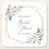 Lila Blumen, weiße Blume, Boho, Brautparty Rechteckiger Pappuntersetzer (Vorderseite)