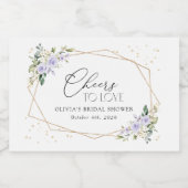 Lila Blumen, weiße Blume, Boho, Brautparty Schaumweinetikett (Einzelnes Label)