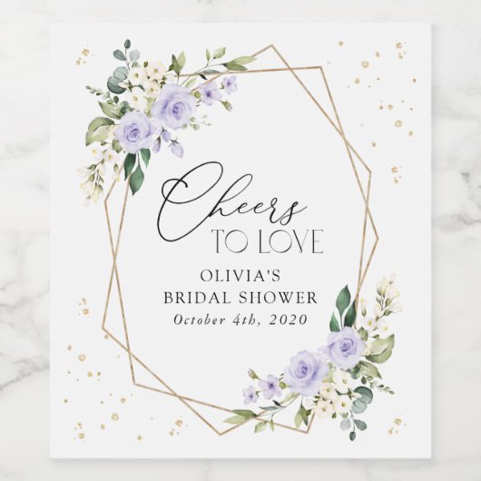 Lila Blumen, weiße Blume, Boho, Brautparty Weinetikett (Einzelnes Label)