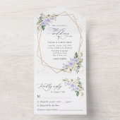 Lila Blumen, weiße Blume, Boho, Hochzeit All In One Einladung (Innen Boden)