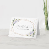 Lila Blumen, weiße Blume, Boho, Hochzeit Dankeskarte (Vorderseite)