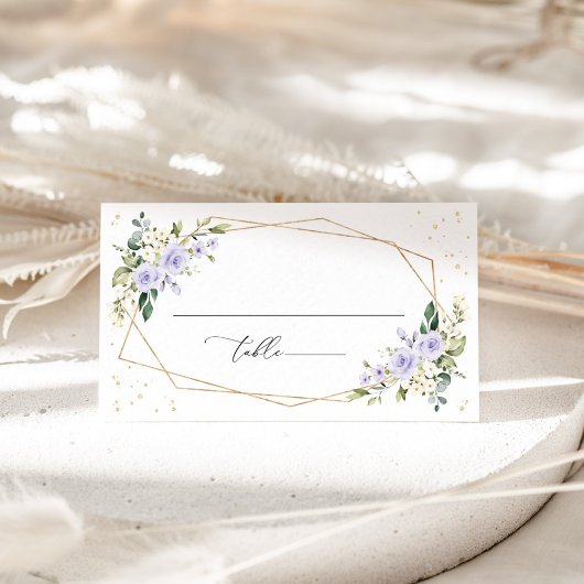 Lila Blumen, weiße Blume, Boho, Hochzeit Platzkarte