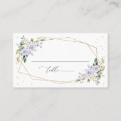 Lila Blumen, weiße Blume, Boho, Hochzeit Platzkarte (Vorderseite)