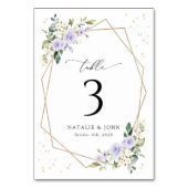 Lila Blumen, weiße Blume, Boho, Tischnummern (Rückseite)