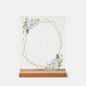 Lila Blumen, weiße Blume, Boho, Tischnummern Acrylschild (Vorderseite)