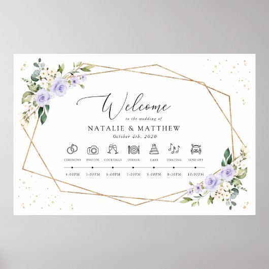 Lila Blumen, weiße Blume, Hochzeitstunde Poster (Vorne)