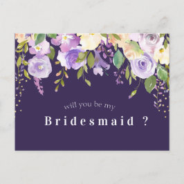 lila Blumen werden Sie meine Bridesmaid-Karte sein Einladungspostkarte