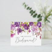 Lila Blumen wird meine Bridesmaid-Karte sein Einladung (Stehend Vorderseite)