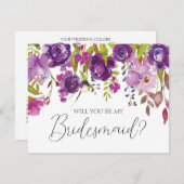 Lila Blumen wird meine Bridesmaid-Karte sein Einladung (Vorne/Hinten)