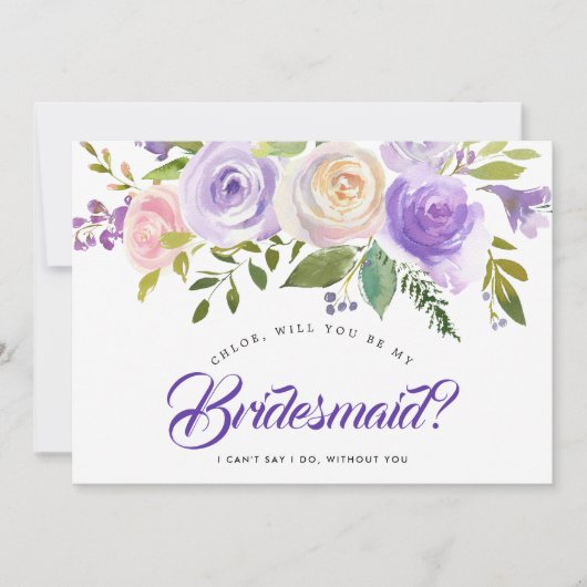 Lila Blumen wird meine Bridesmaid-Karte sein Einladung (Vorderseite)