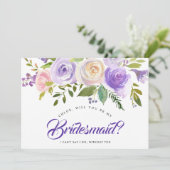Lila Blumen wird meine Bridesmaid-Karte sein Einladung (Stehend Vorderseite)