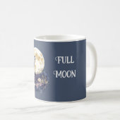 Lila Blumen Wolf Vollmond Kaffeetasse (VorderseiteRechts)