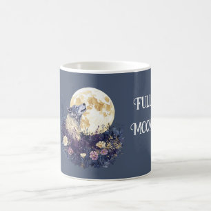 Lila Blumen Wolf Vollmond Kaffeetasse