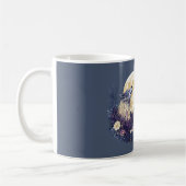 Lila Blumen Wolf Vollmond Kaffeetasse (Links)