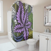 Lila Blumen-Zentangle-Duschvorhang - Wei Duschvorhang (Beispiel)