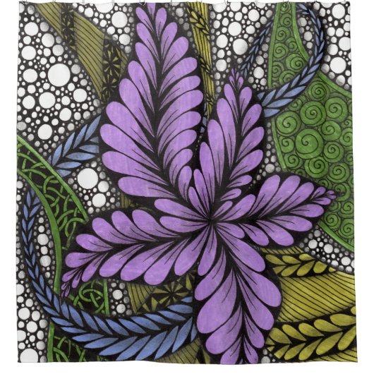 Lila Blumen-Zentangle-Duschvorhang - Wei Duschvorhang (Vorderseite)