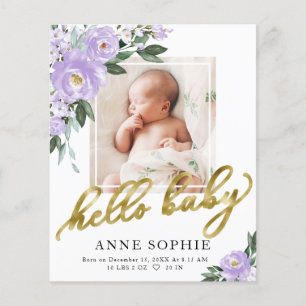 Lila Blumenankündigung Dankeschön-Karte