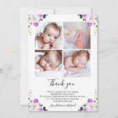 Lila Blumenankündigung Dankeschön-Karte Einladung (Rückseite)