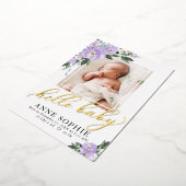 Lila Blumenankündigung & Dankeschön-Karte Folieneinladung (Gedreht)