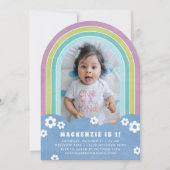 Lila Blumenarmbogen Kindergeburt Einladung (Vorderseite)