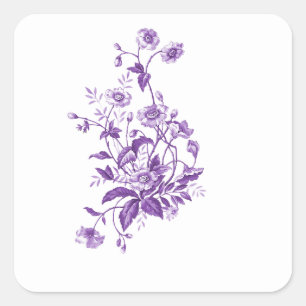 lila Blumenaufkleber Quadratischer Aufkleber