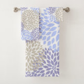 Lila Blumenbaddekor des modernen Singrüns Badhandtuch Set (Insitu)