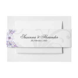 Lila Blumenbeeren und Grau Damast Einladungsbanderole