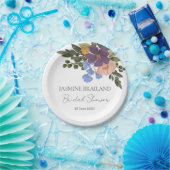 Lila Blumenbeete und Grüne Bouquet Brautparty Pappteller (Party)