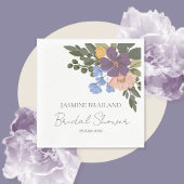 Lila Blumenbeete und Grüne Bouquet Brautparty Serviette