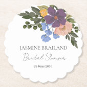 Lila Blumenbeete und Grüne Bouquet Brautparty Untersetzer (Vorderseite)